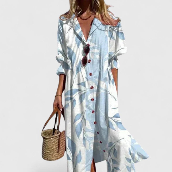 Paula – Floral Maxi Shirt Dress