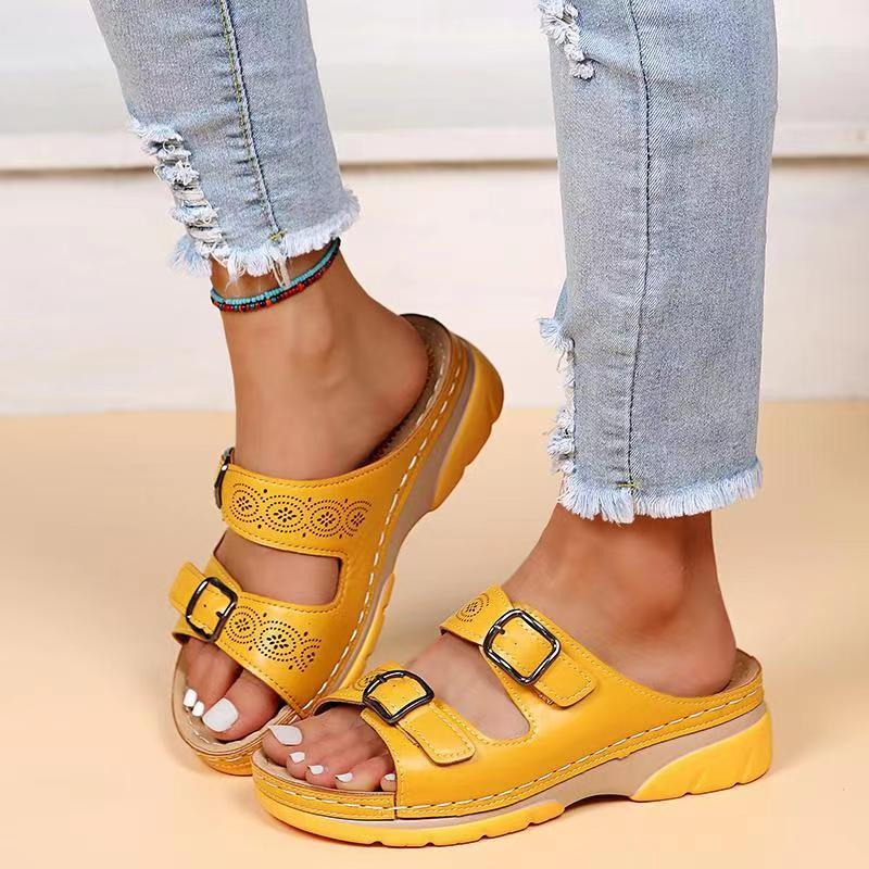 Alicia – Double Buckle Orthopedic Slide Sandals