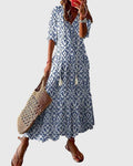 Amalia – Boho Ikat Print Midi Dress