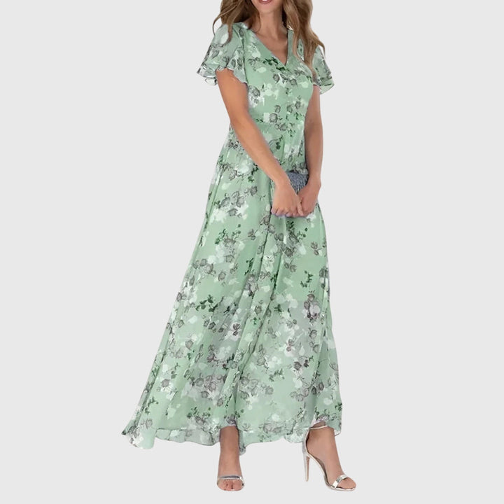 Serena – Floral Maxi Dress with Flutter Sleeves