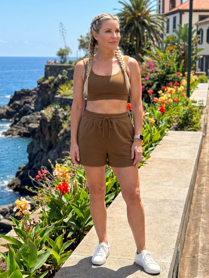 Lysem | Sleeveless Scoop Neck Crop Top And Shorts Set