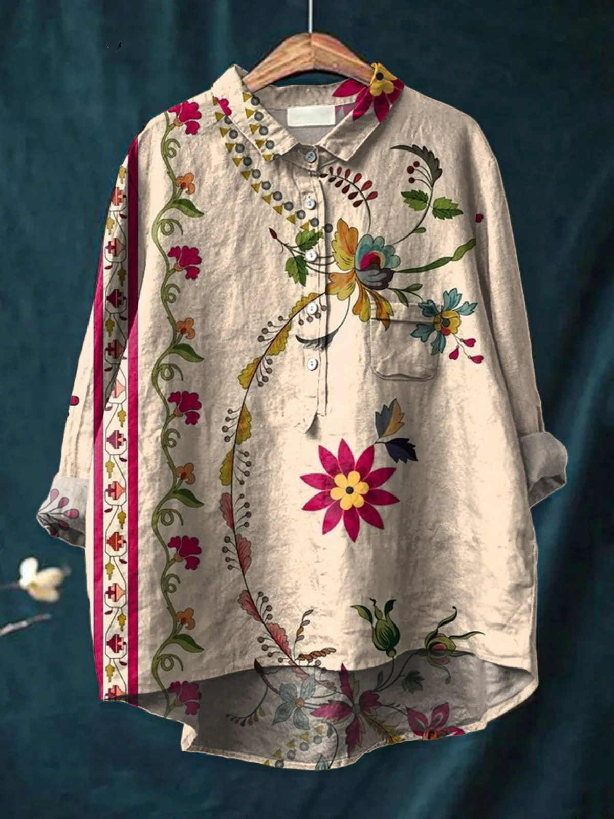Alisa | Women's Vintage Floral Art Print  Casual Shirt.