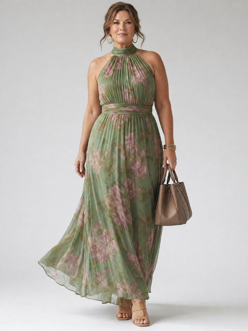 Mirelle – Gathered Halter Maxi Floral Dress