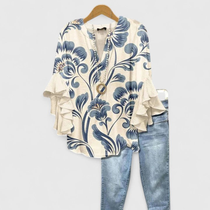 Aurelia – Ruffle Sleeve Floral Print Blouse