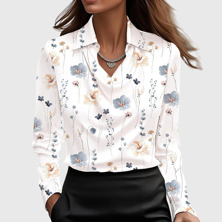 Sophia – Satin Cowl Neck Long Sleeve Blouse