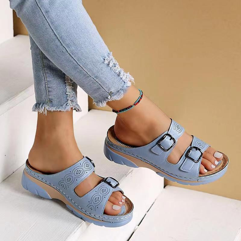 Alicia – Double Buckle Orthopedic Slide Sandals