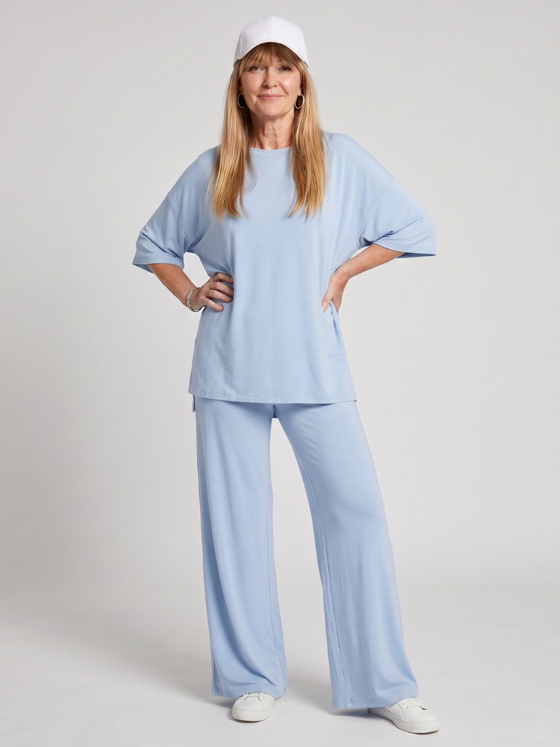 Ramse | Short Sleeve Oversized Top And Wide Leg Pants Set