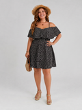 Novom | Cold Shoulder Ruffle Overlay Knee Length Dress