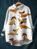 Allyson | Cute Dog Dachshund Art Print Casual  Shirt