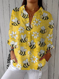 Margaret - Floral Bee Print Blouse