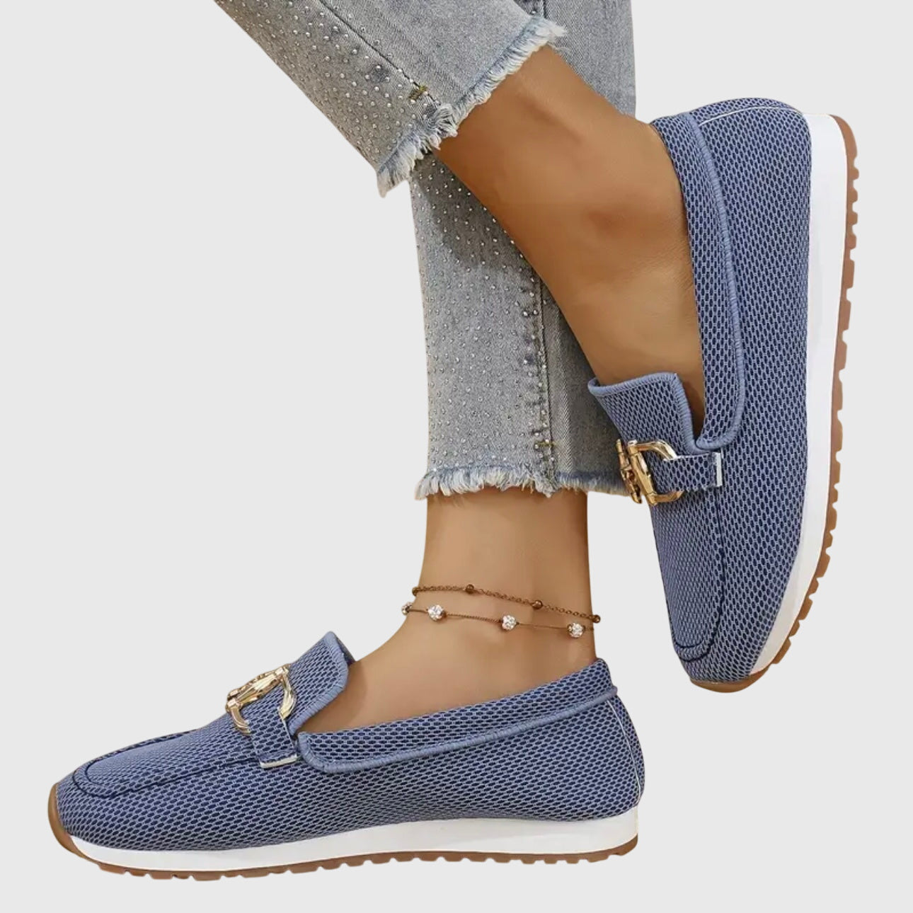 Susie – Orthopedic Loafer Sneakers with Gold Detail
