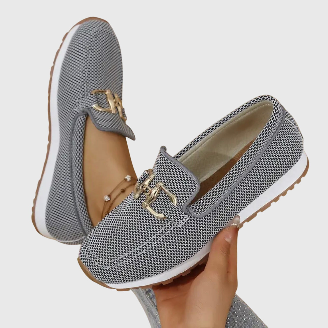 Susie – Orthopedic Loafer Sneakers with Gold Detail