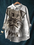 Daisy | Women’s Artistic Puppy Sketch Print Casual Shirt