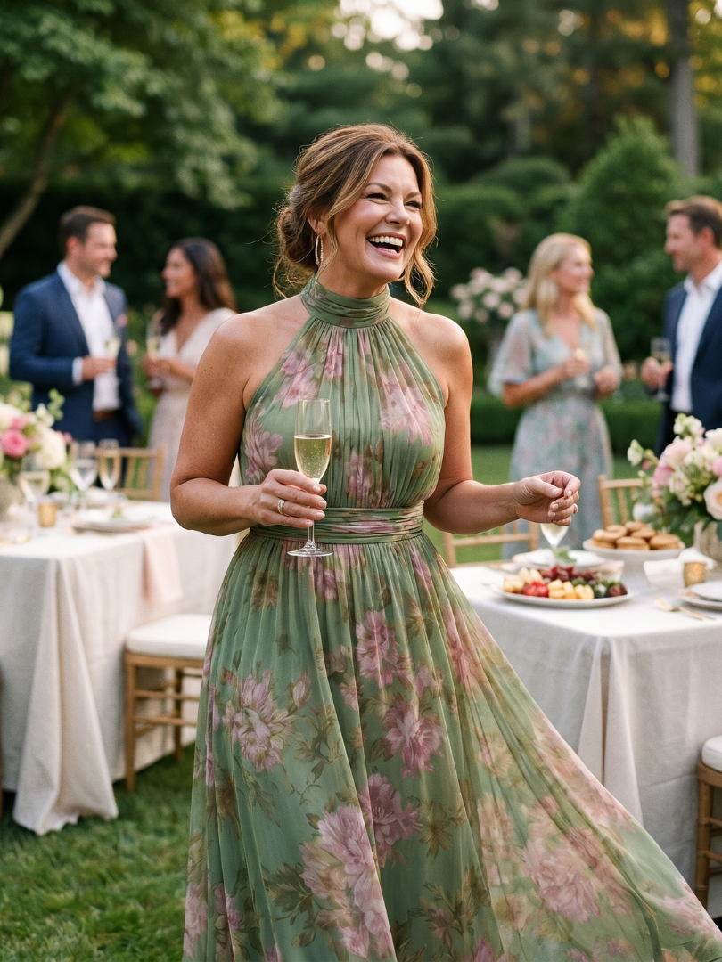 Mirelle – Gathered Halter Maxi Floral Dress