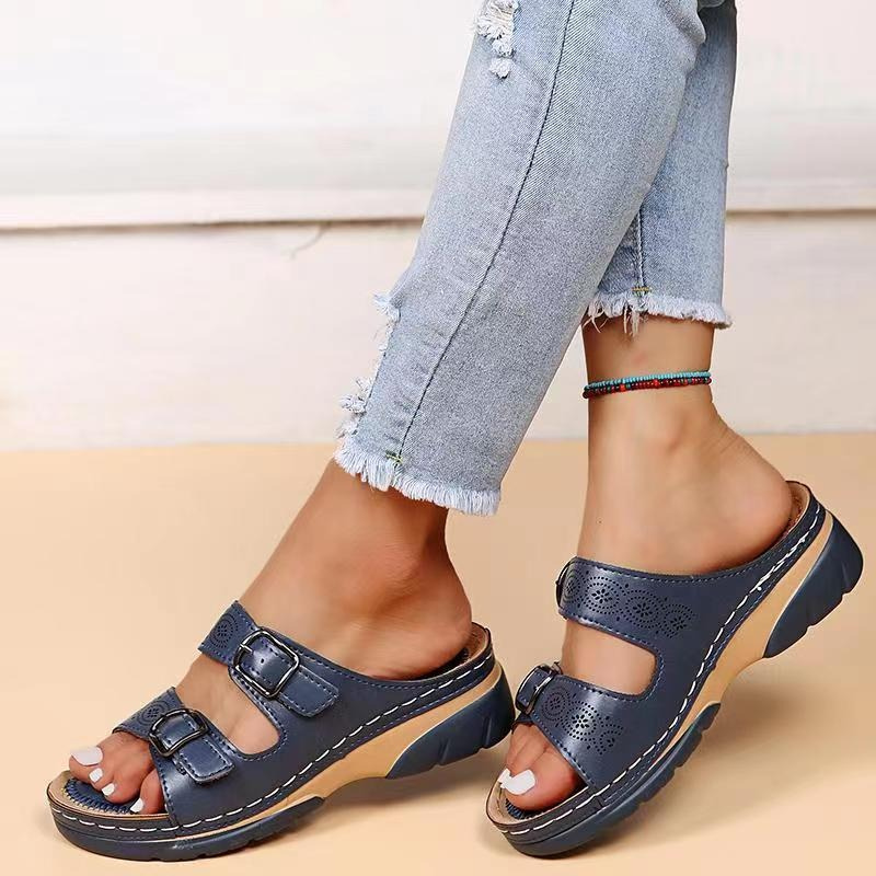 Alicia – Double Buckle Orthopedic Slide Sandals