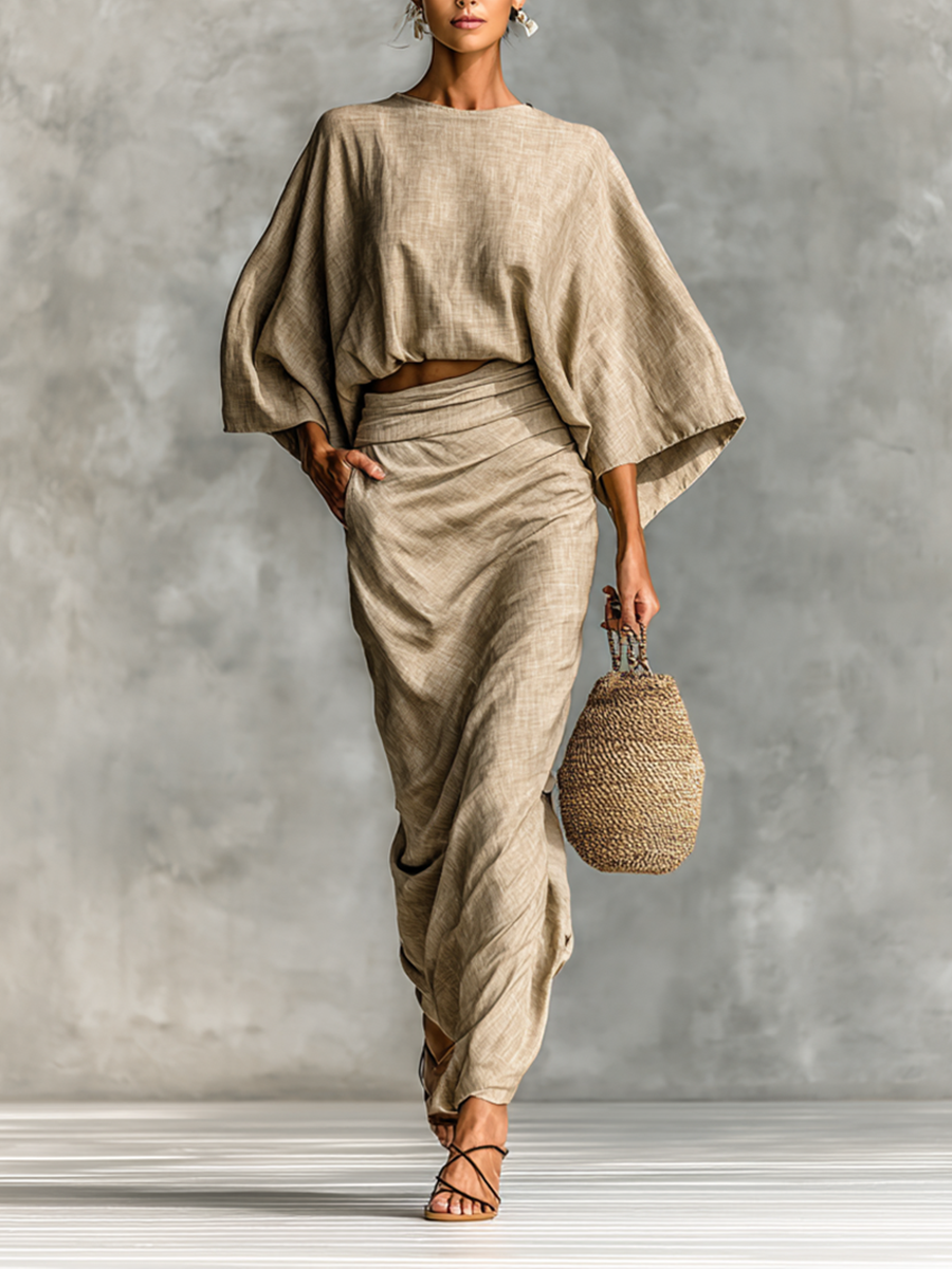 Aspen | Batwing Sleeve Top and Maxi Skirt Set