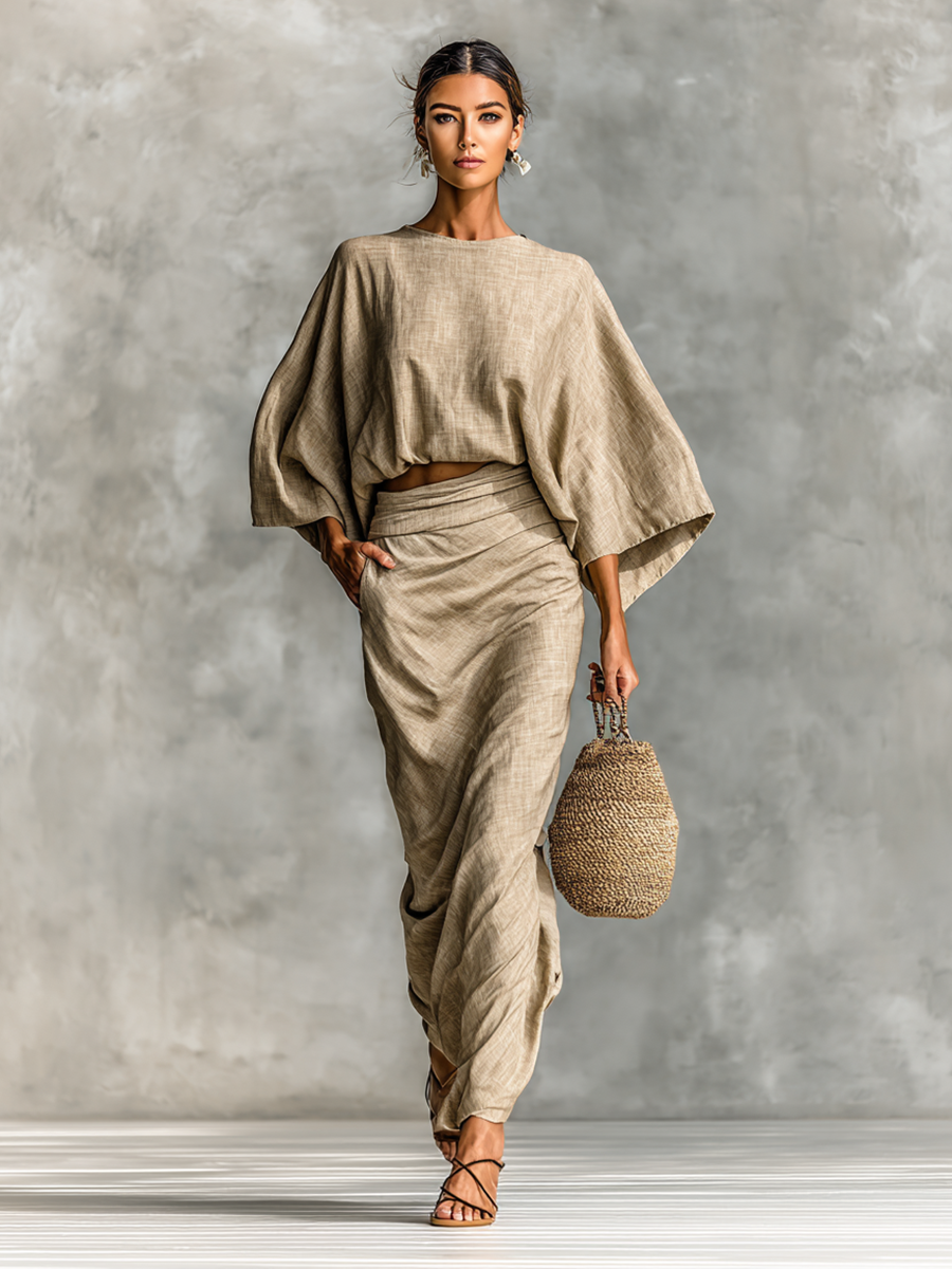 Aspen | Batwing Sleeve Top and Maxi Skirt Set