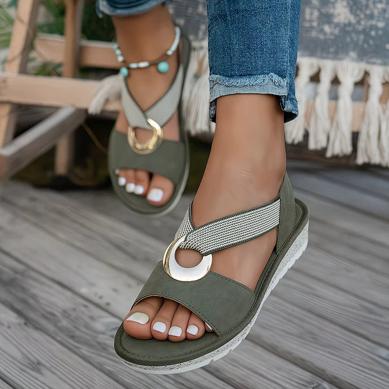 Ann – Open Toe Sandals with Metal Ring Detail