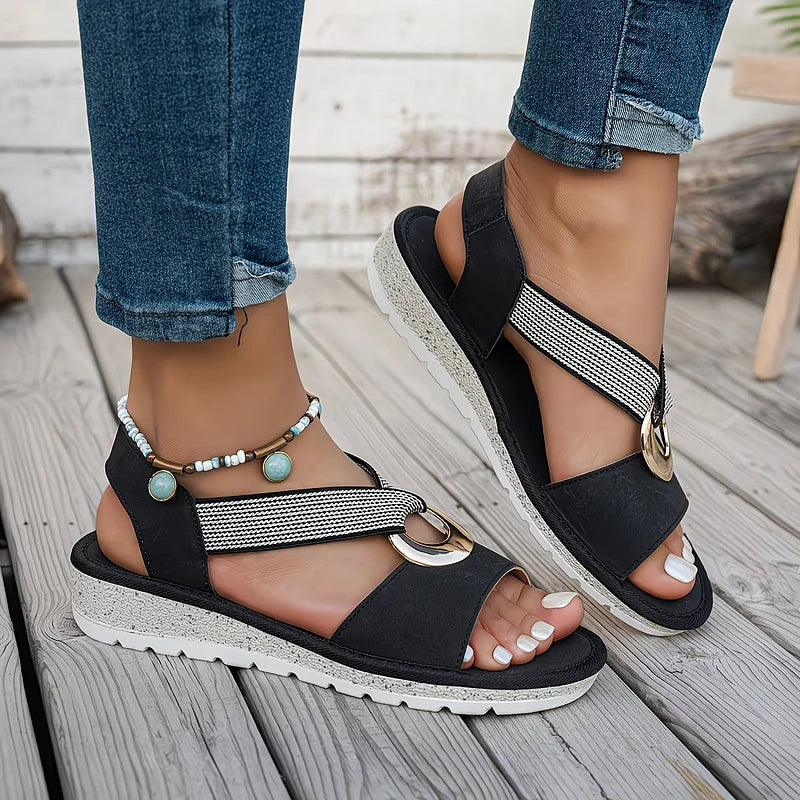 Ann – Open Toe Sandals with Metal Ring Detail
