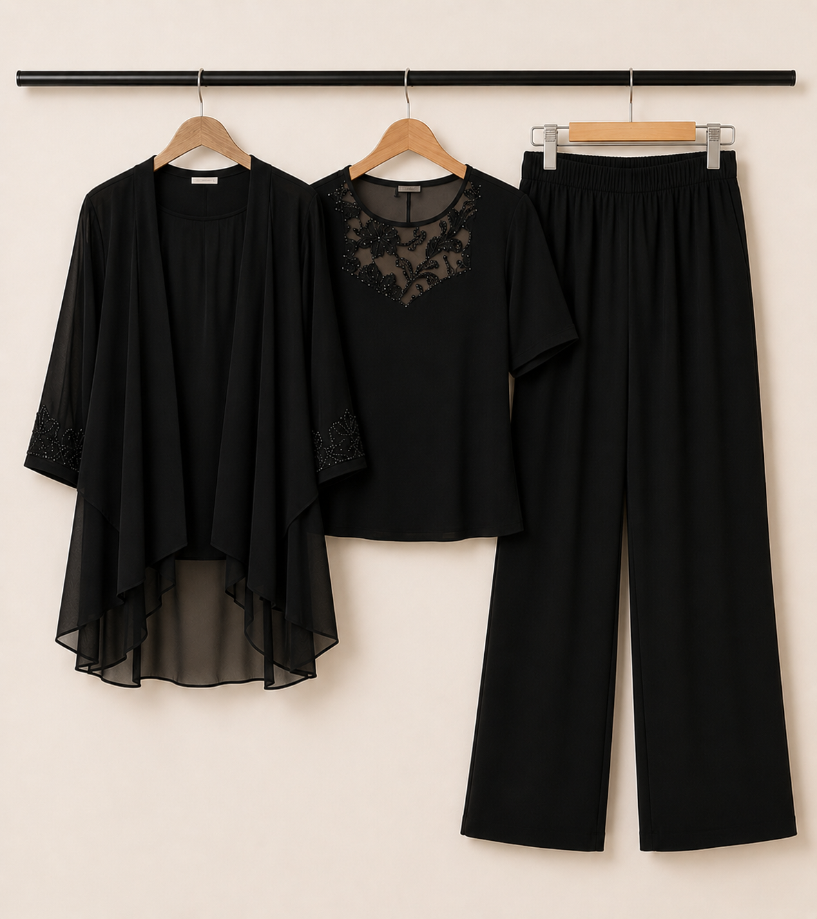 Elise – Elegant Three-Piece Chiffon Pantsuit