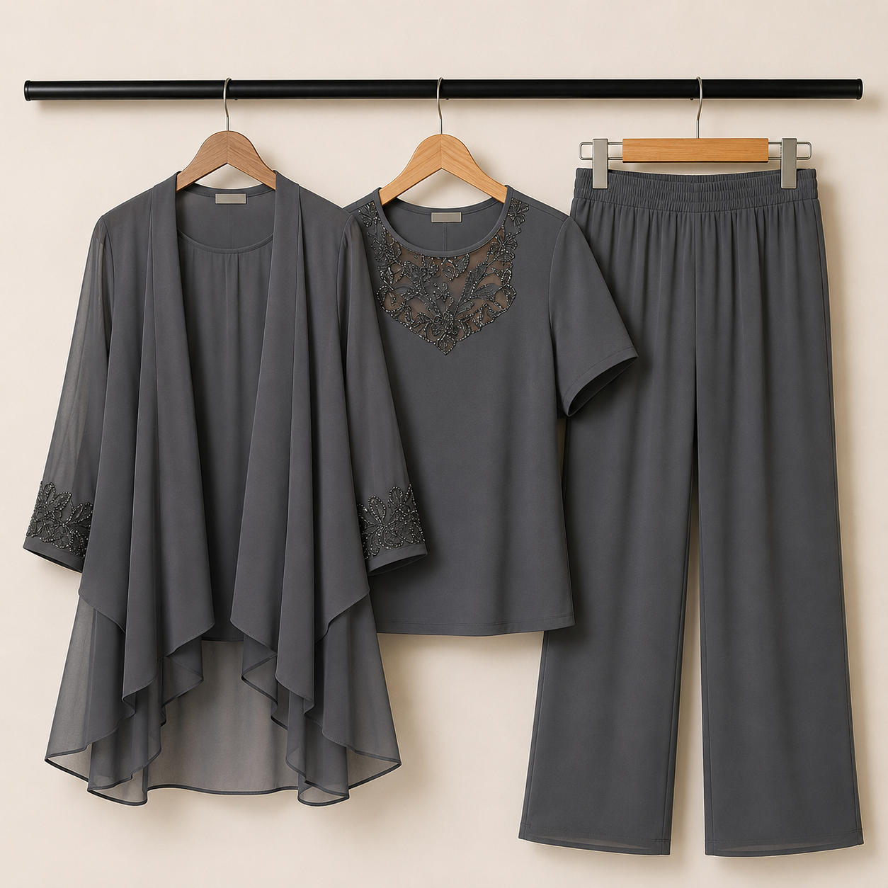 Elise – Elegant Three-Piece Chiffon Pantsuit