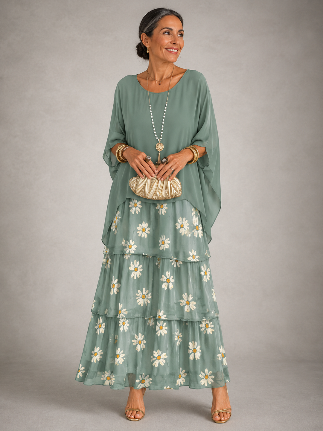 Vivienne – Tiered Chiffon Flowing Maxi Dress