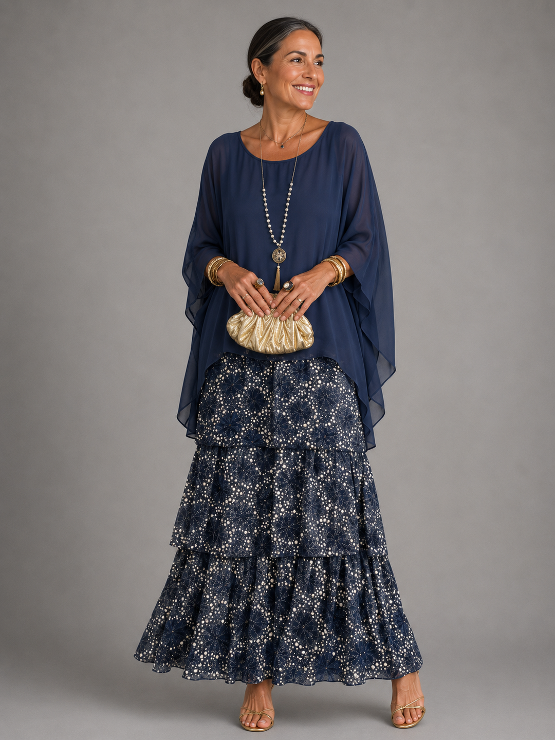 Vivienne – Tiered Chiffon Flowing Maxi Dress