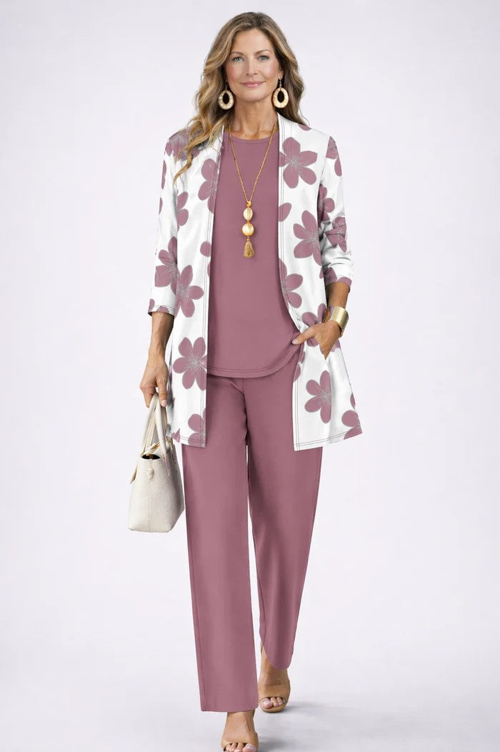 Vivienne – Three Piece Botanical Print Trouser Set