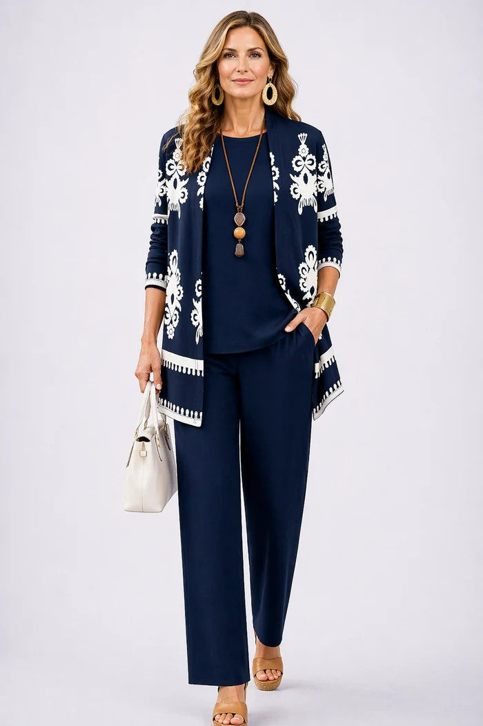 Vivienne – Three Piece Botanical Print Trouser Set