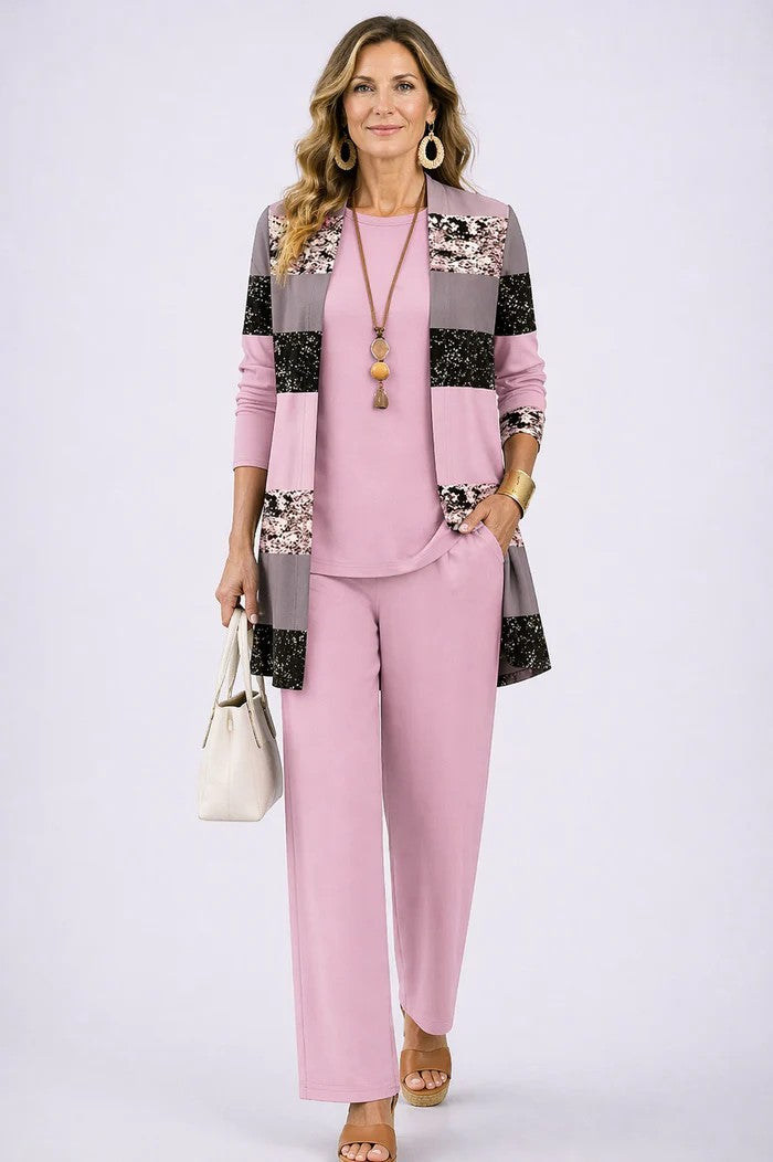 Vivienne – Three Piece Botanical Print Trouser Set