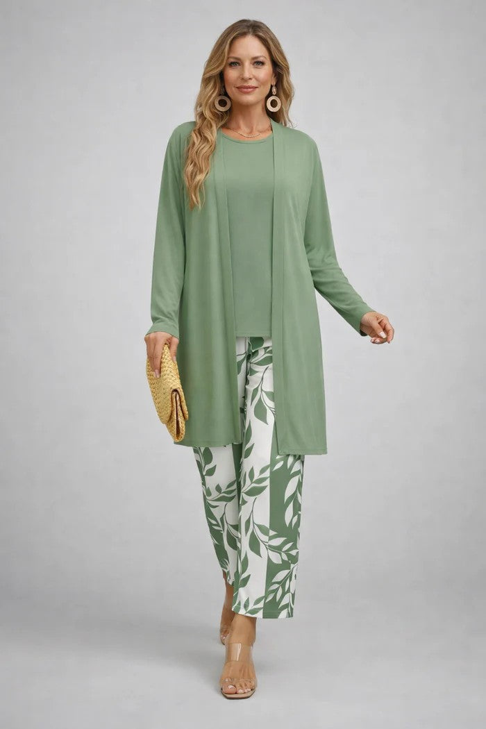 Vivienne – Three Piece Botanical Print Trouser Set