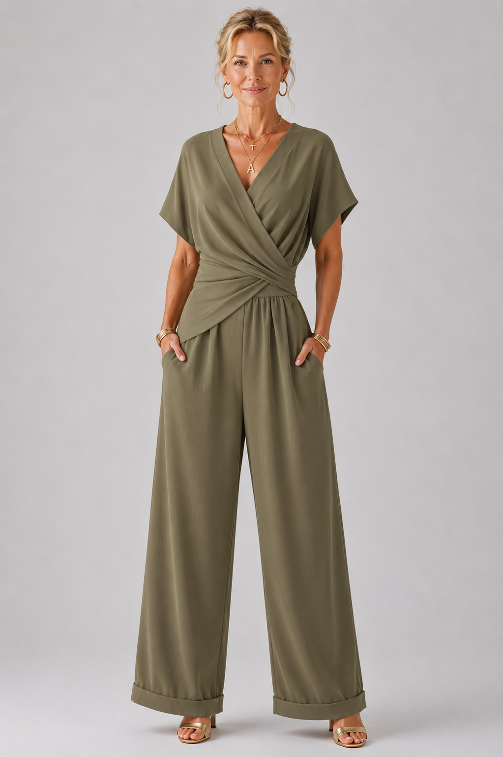Serena – Wrap Front Wide Leg Jumpsuit