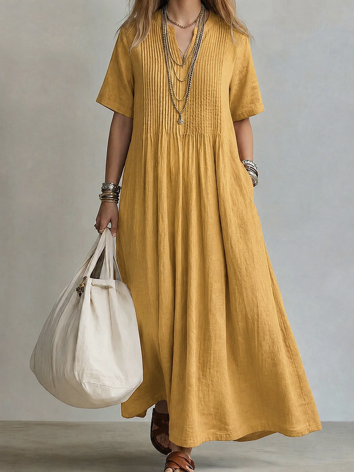 Noor – Flowing Pintuck Pleated Maxi Dress