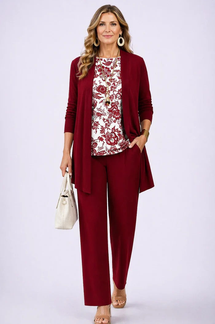 Vivienne – Three Piece Botanical Print Trouser Set