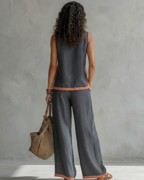 Leila – Relaxed Wide-Leg Linen Two-Piece Set