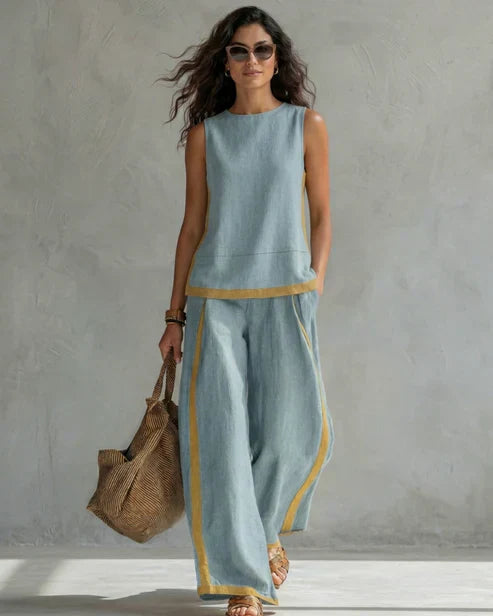 Leila – Relaxed Wide-Leg Linen Two-Piece Set