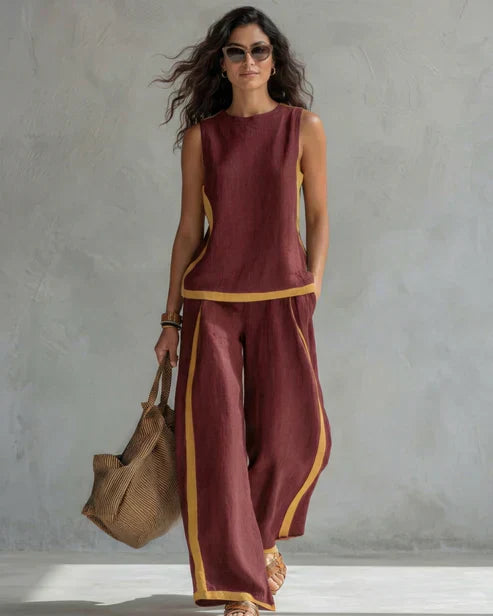 Leila – Relaxed Wide-Leg Linen Two-Piece Set