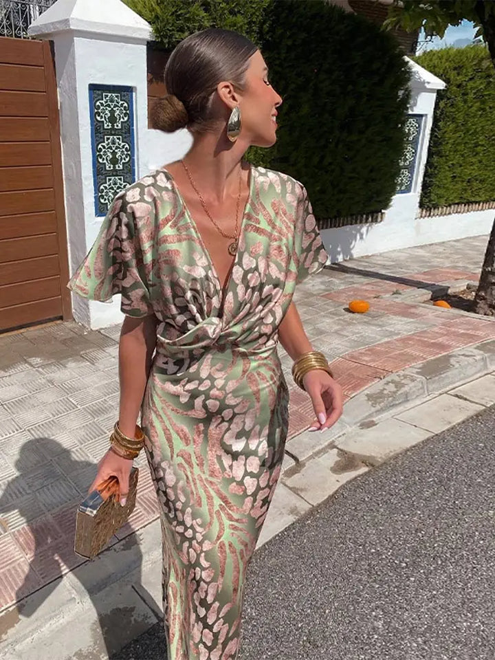Emmeline – Twist Knot Midi Wrap Dress