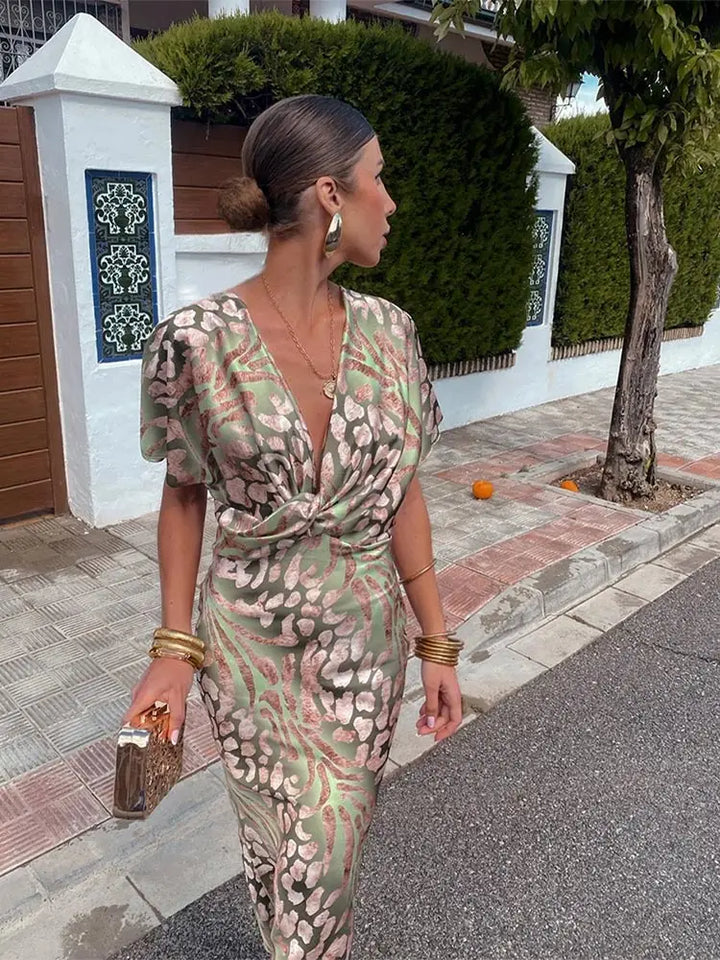 Emmeline – Twist Knot Midi Wrap Dress