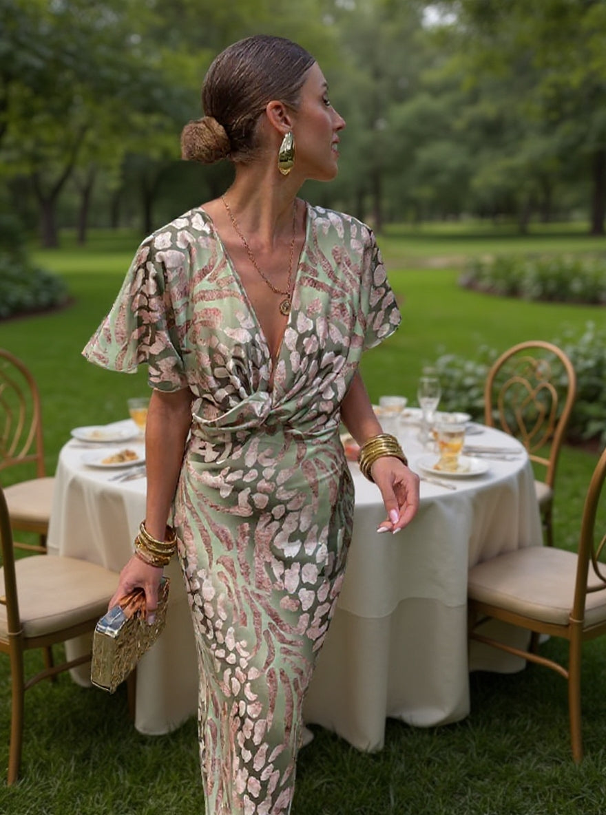 Emmeline – Twist Knot Midi Wrap Dress