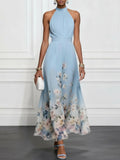 Celeste – Halter Neck Floral Maxi Dress
