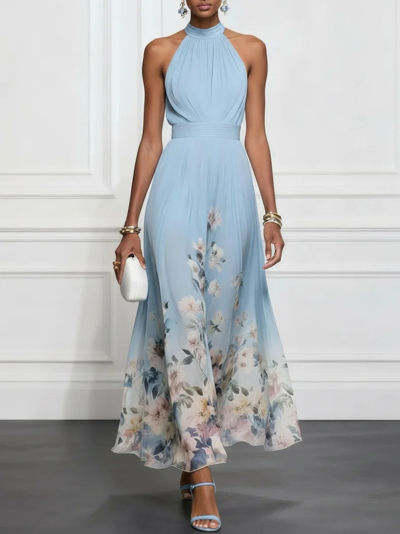 Celeste – Halter Neck Floral Maxi Dress