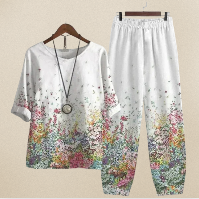 Gwendolyn – Floral Print Shirt and Trouser Set