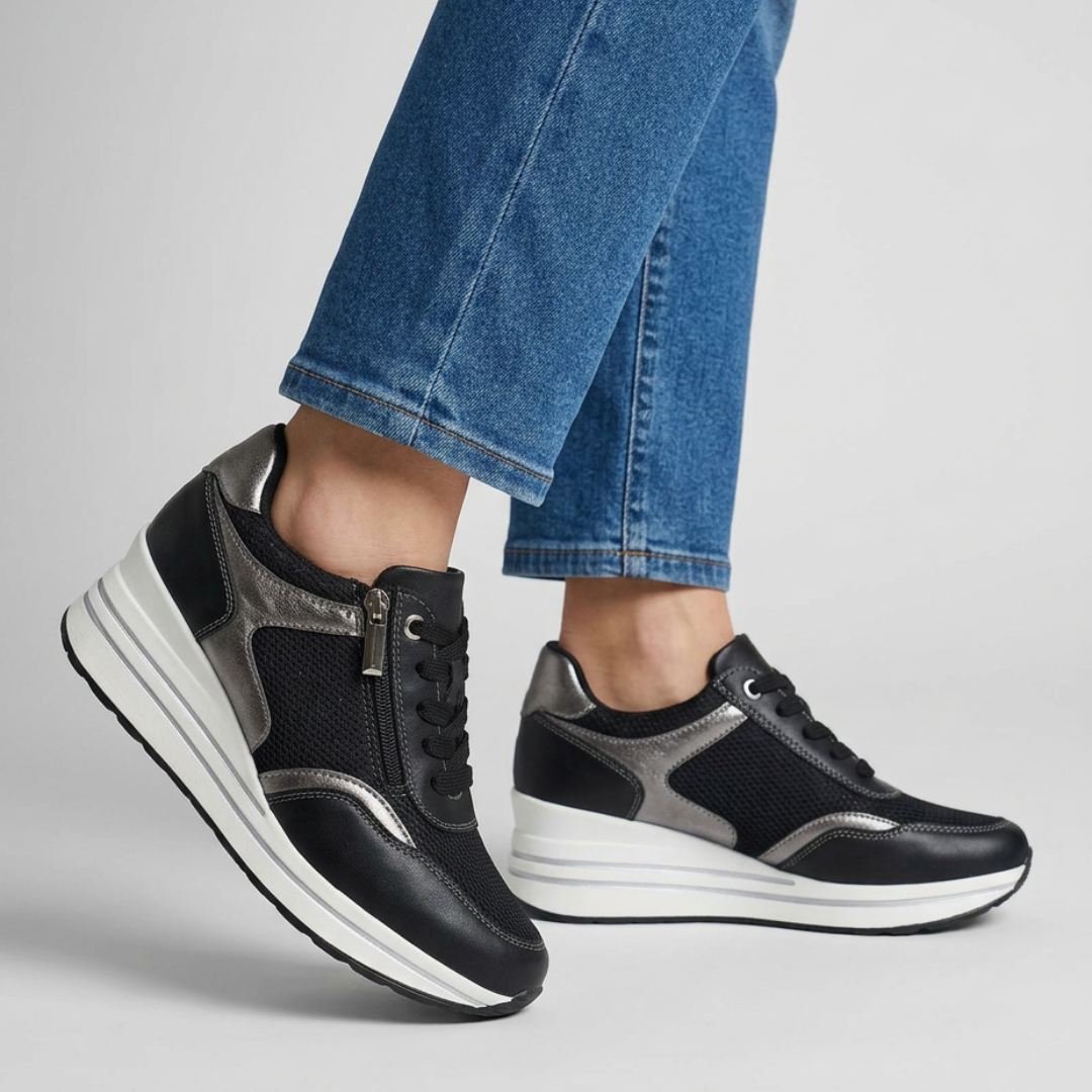 Lori – Platform Lace-Up Wedge Sneakers