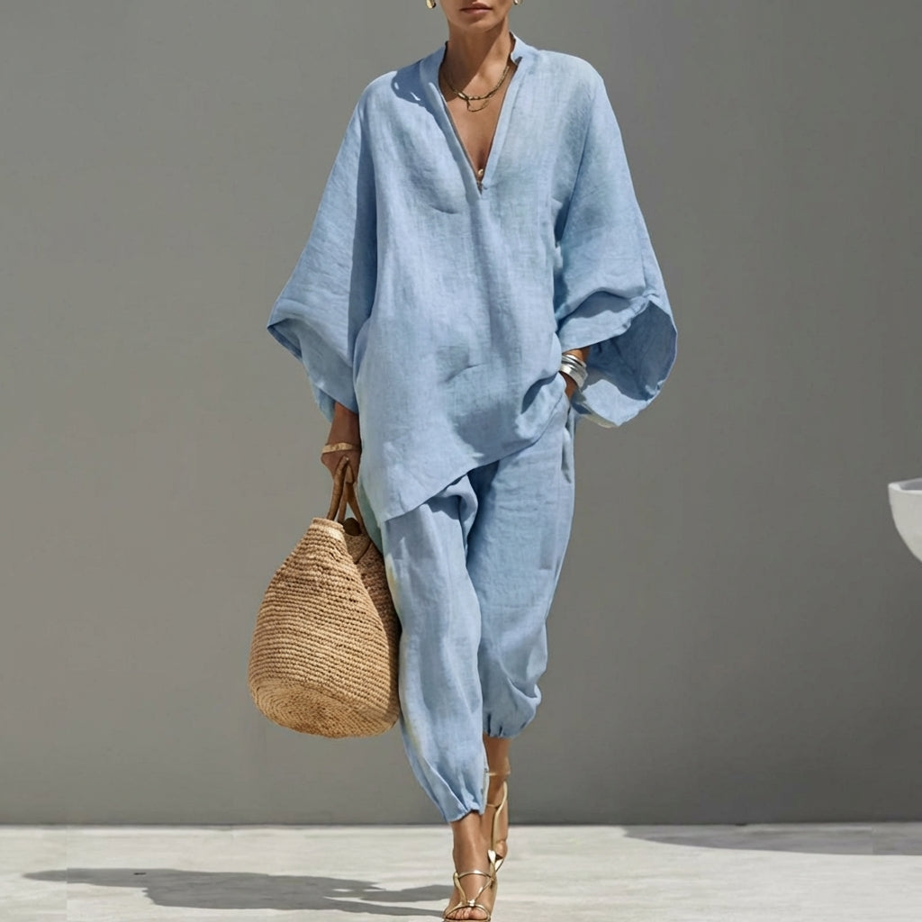 Skye | Batwing Sleeve Top and Wide Leg Pants Set
