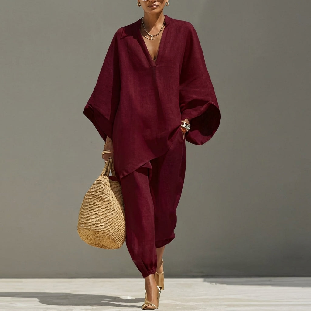 Skye | Batwing Sleeve Top and Wide Leg Pants Set