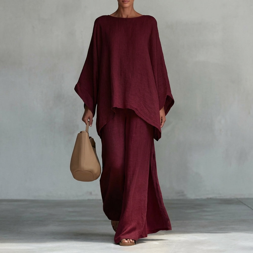 Savannah | Batwing Sleeve Top and Wide Leg Pants Set