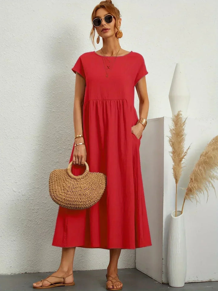 Mara – Relaxed Midi Dress with Side Pockets