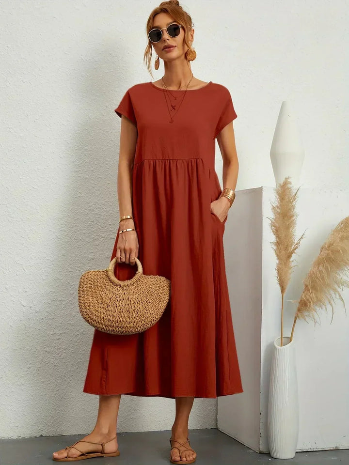 Mara – Relaxed Midi Dress with Side Pockets