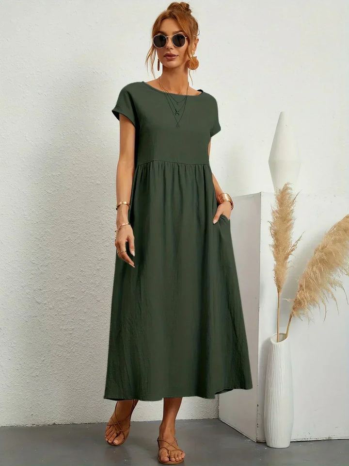 Mara – Relaxed Midi Dress with Side Pockets